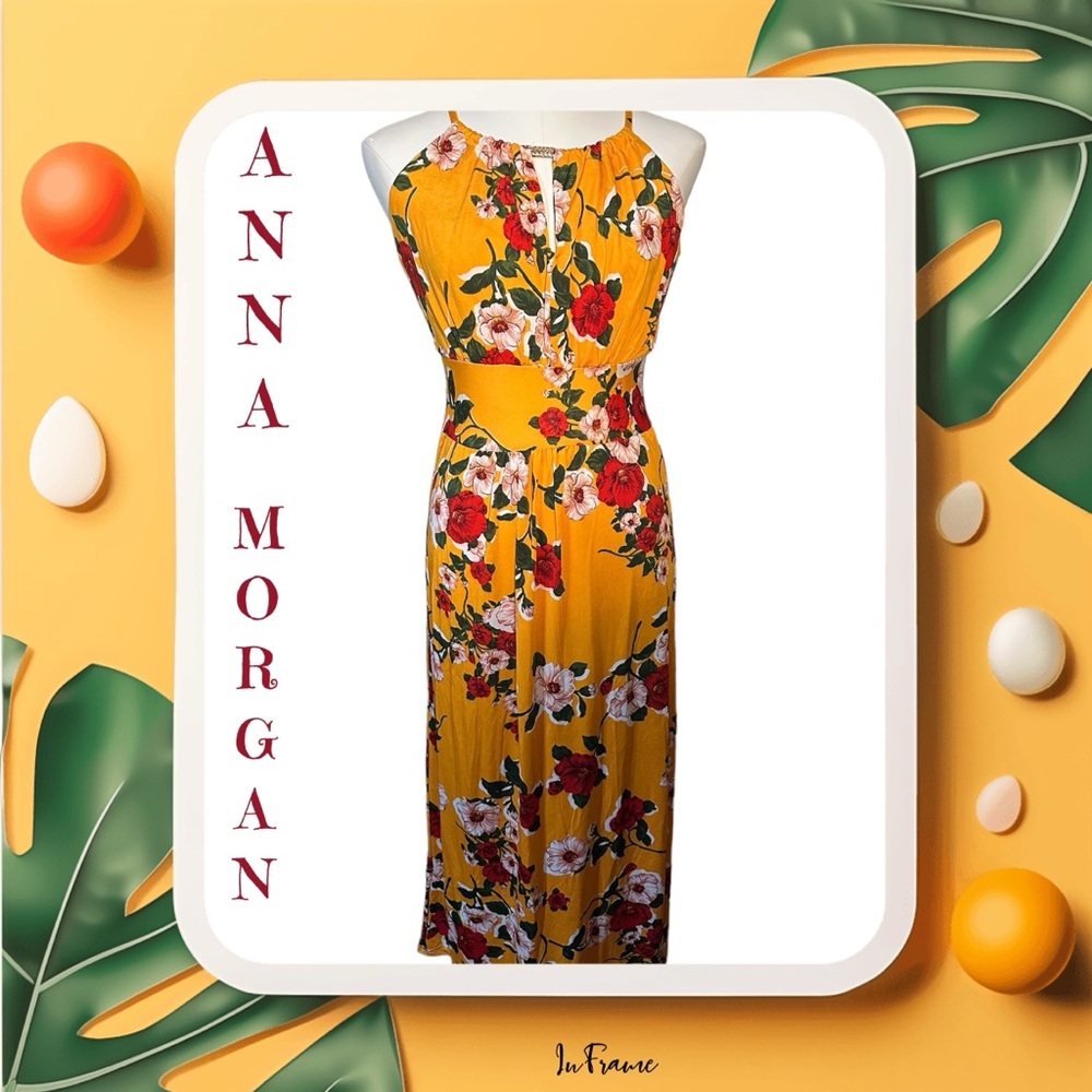 NWT Gorgeous Tropical Orange Floral Anna Morgan Maxi Dress size Small 🧡